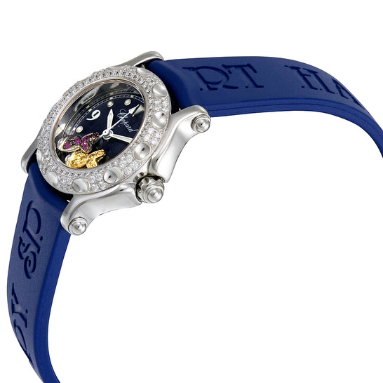Chopard Happy Fish Blue Dial Blue Leather Ladies Watch