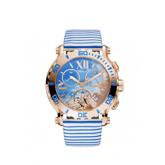 Chopard Happy Sport Chrono Beach Motif Dial 18kt Rose Gold Ladies Watch 283581-5011 - 546x546