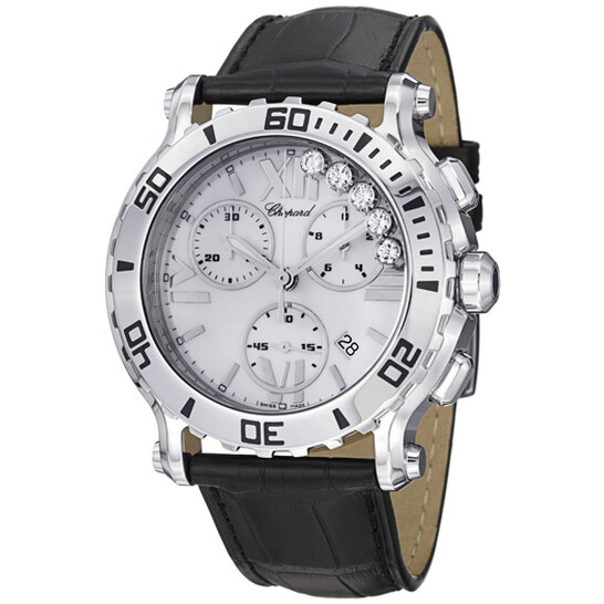 Chopard Happy Sport Chronograph White Dial Leather Strap Ladies Watch 288499-3001 - 546x546