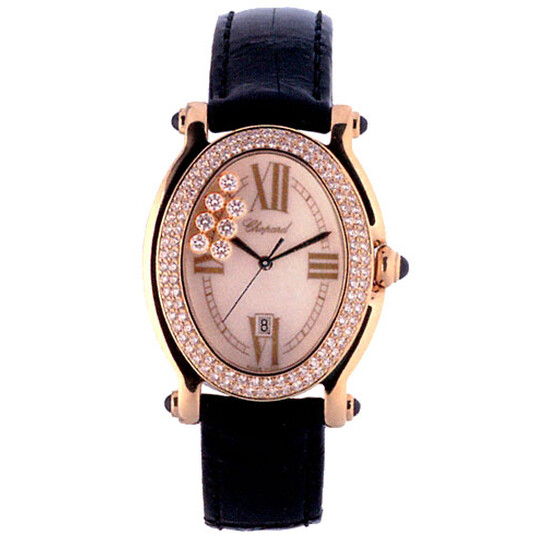 Chopard Happy Sport Diamond 18k Yellow Gold Black Ladies Watch 277012-0004 - 546x546