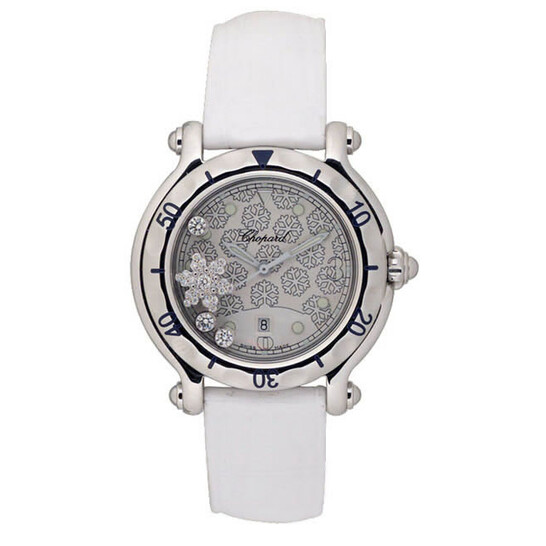 Chopard Happy Sport Diamond Snowflake Steel White Rubber Watch 27/8949 - 546x546
