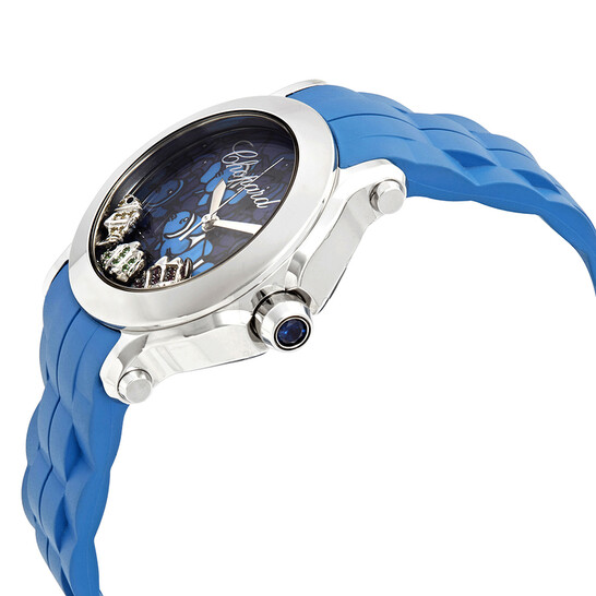 Chopard Happy Sport II Floating Fish Blue Dial Blue Satin Ladies