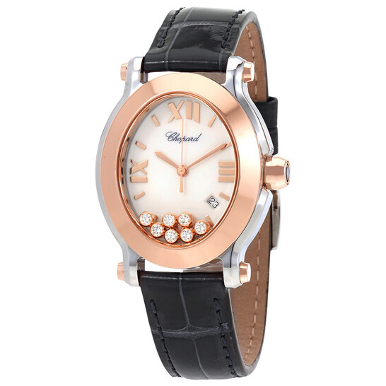 Chopard Happy Sport Oval Floating Diamonds Rose Gold and Steel Ladies Watch 278546-6001 - 546x546