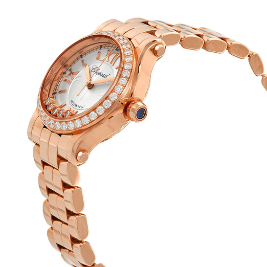 Chopard Happy Sport Silver Dial 18 Carat Rose Gold Ladies