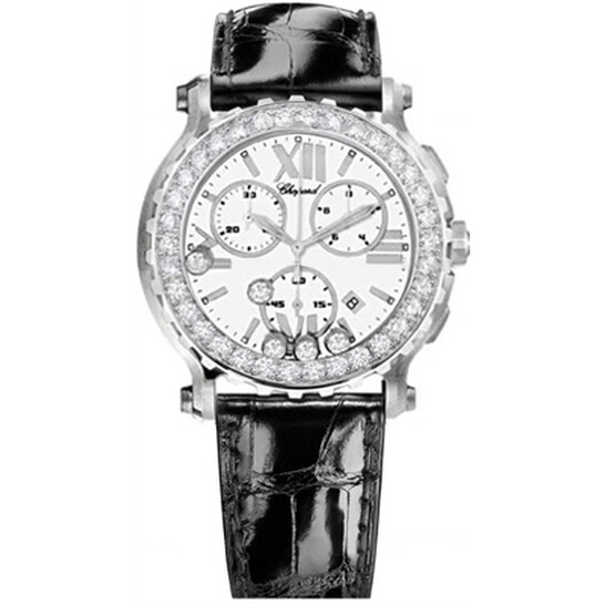 Chopard Happy Sport White Dial Chronograph Diamond Ladies Watch 288506-2001 - 546x546
