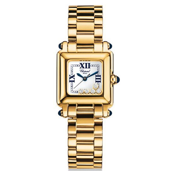 Chopard Happy Sport White Dial Gold Stainless Steel Ladies Watch - 546x546