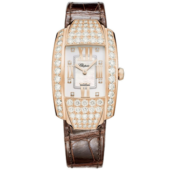 Chopard La Strada Quartz Mother of Pearl Diamond Dial 18K Rose Gold Ladies Watch 419403-5004 - 546x546