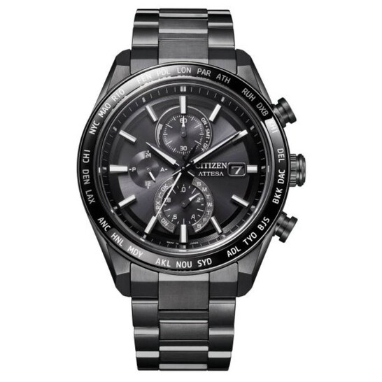 Citizen Attesa Perpetual Chronograph Black Dial Men's Watch AT8294