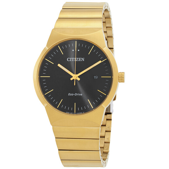 CITIZEN Eco-Drive 腕時計 ブラック/ゴールド Citizen Eco-Drive Corso Black Dial Gold-Tone Stainless Steel