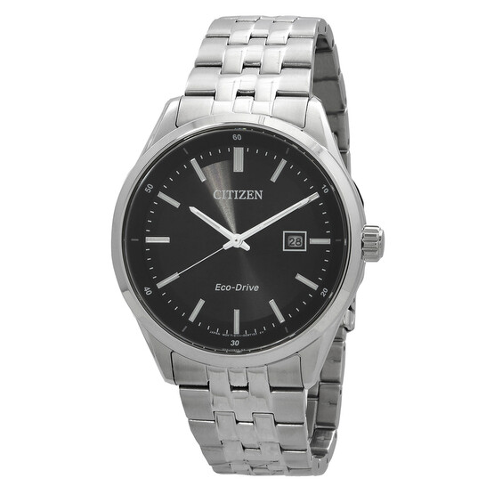 Citizen Black Dial Eco-Drive Men's Stainless Steel Watch BM7560