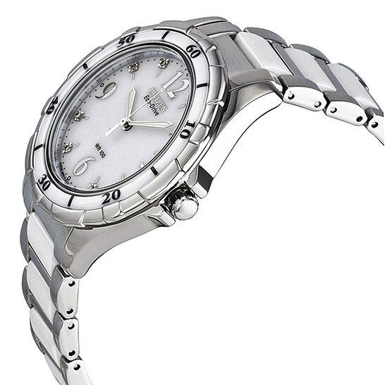 Citizen Ceramic Eco-Drive Diamond White Dial Ladies Watch  display picture 1