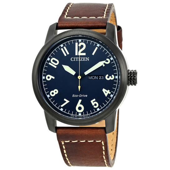 Citizen Chandler Eco-Drive Dark Blue Dial Brown Leather Men's