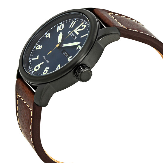 Citizen Chandler Eco-Drive Dark Blue Dial Brown Leather Men's
