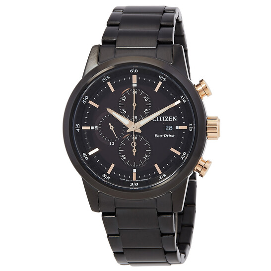 SALE! CITIZEN ブラック クロノグラフ腕時計 Citizen Chronograph Eco-Drive Black Dial Men's Watch CA0746-85E