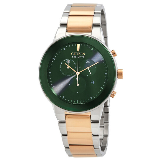 Citizen Chronograph Eco-Drive Green Dial Men's Watch AT2244-84X