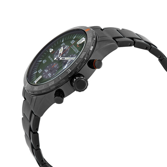 【ワーゲンバス】CITIZEN Eco-Drive ブラック時計 Citizen Men's Eco-Drive Ecosphere Black IP Chronograph Watch