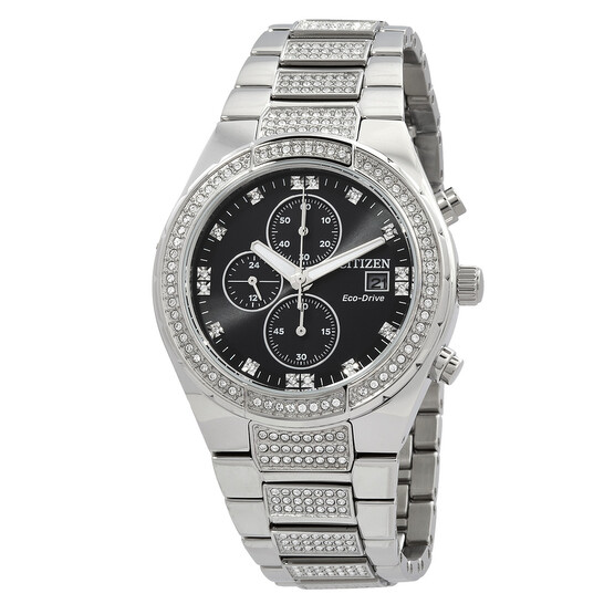 Citizen Crystal Chronograph Eco-Drive Black Dial Men's Watch