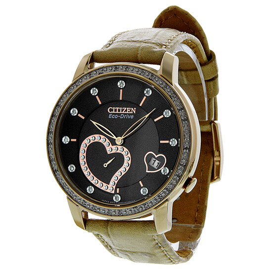 Citizen Desire Eco-Drive Diamond Brown Dial Rose Gold-Tone Ladies Watch EV1003-09X - 546x546