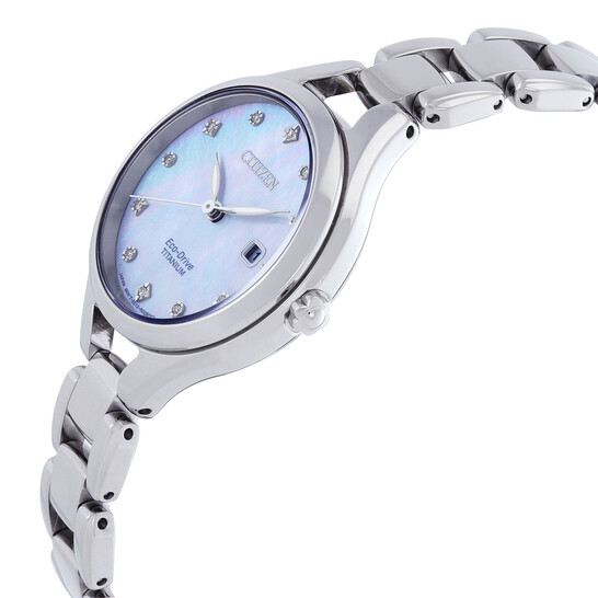 Citizen Diamond Mother of Pearl Dial Titanium Ladies Watch EW2560