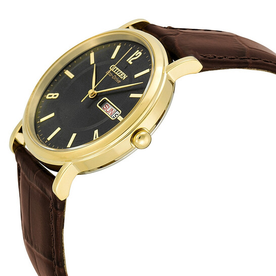 Citizen Eco Drive Black Dial Brown Leather Men's Watch BM8242-08E
