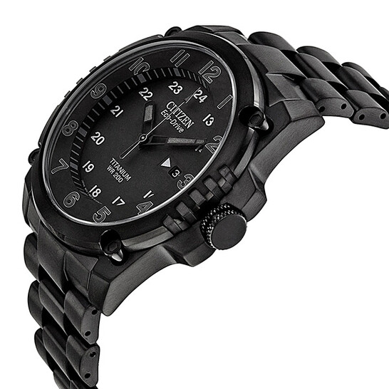 Citizen Eco Drive STX43 Black Dial Titanium Men's Watch BJ8075-58E