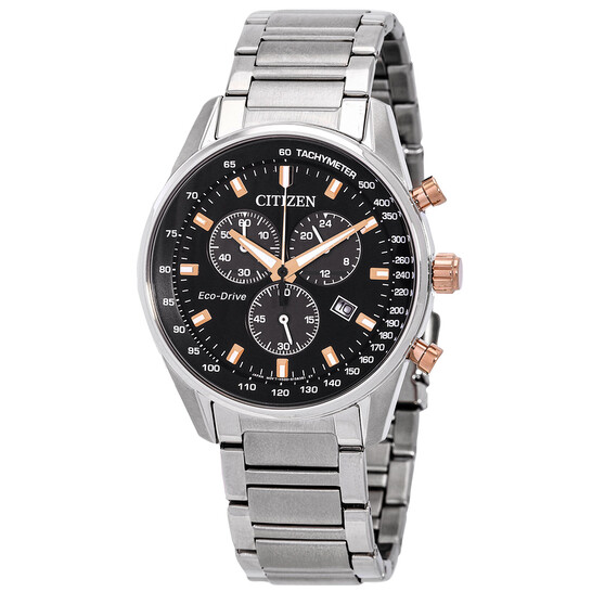 Citizen Eco-Drive Chronograph Black Dial Men's Watch AT2396-86E