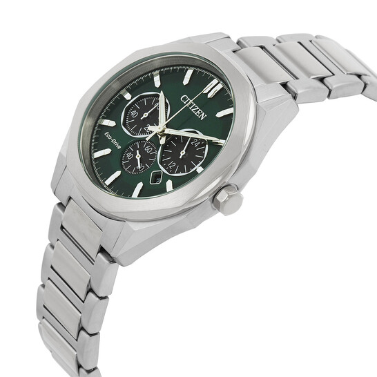 ECOX　3705V　DIANO Citizen Eco-Drive Chronograph Green Dial Men's Watch CA4590