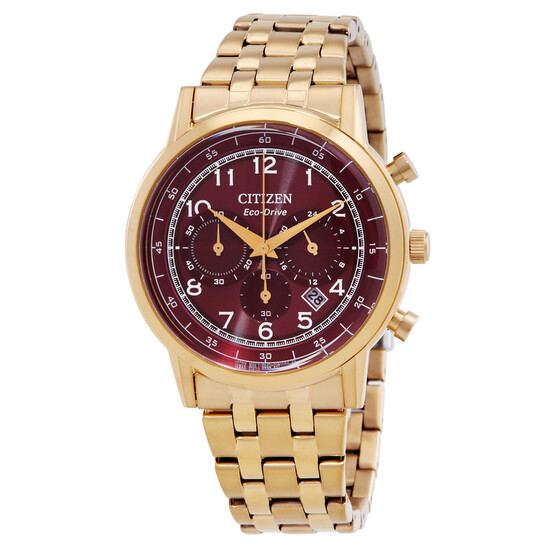 りんご*size130 Citizen Eco-Drive Chronograph Red Dial Men's Watch CA4632-58X