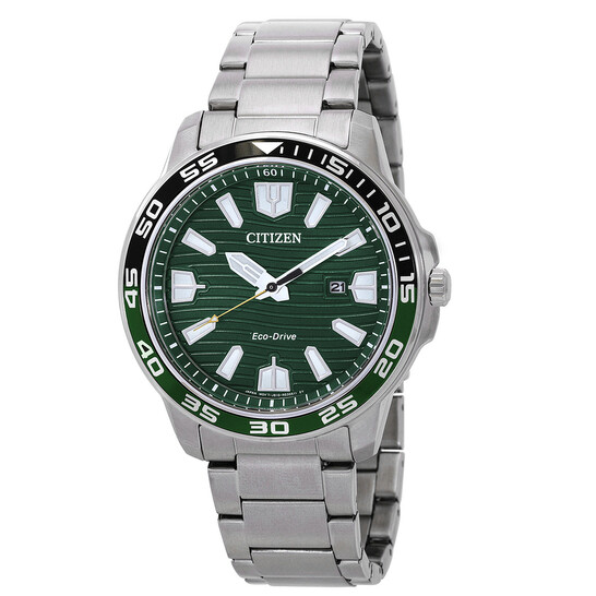 Citizen Eco-Drive Green Dial Stainless Steel Men's Watch AW1526
