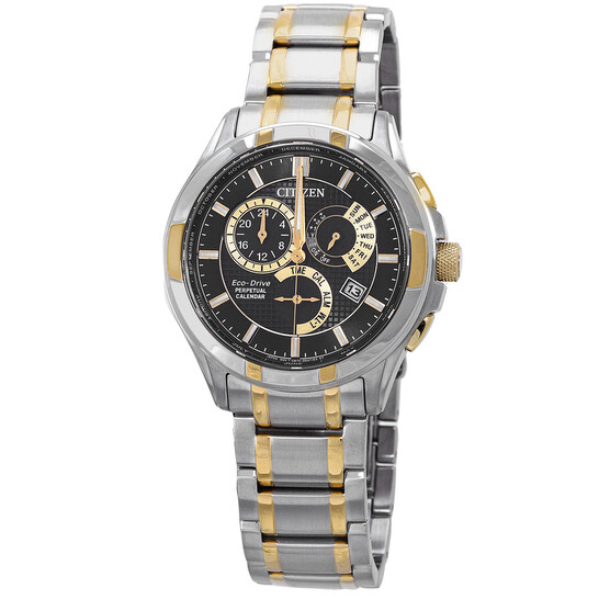 Citizen Eco-Drive Perpetual Alarm Black Dial Men display picture 2