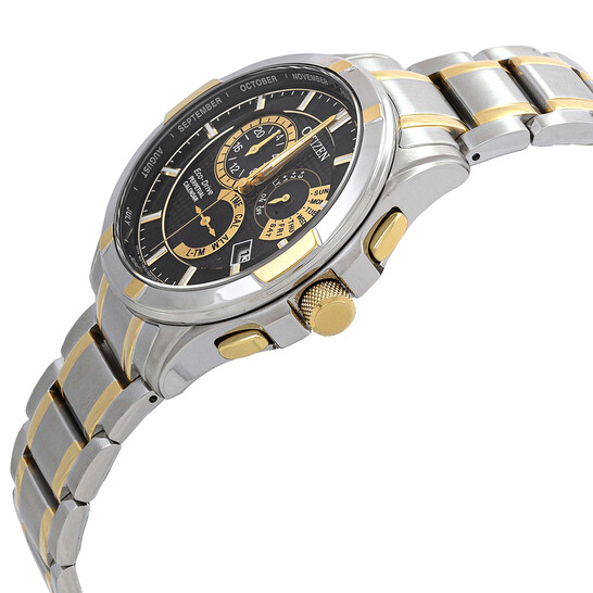 CITIZEN Men’s Black Dial Two-tone Gold Silver Perpetual Calendar Eco-Drive Watch Men main image 2