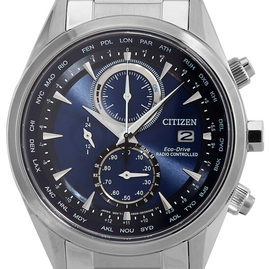 Citizen Eco-Drive Perpetual Alarm World Time Chronograph GMT Blue