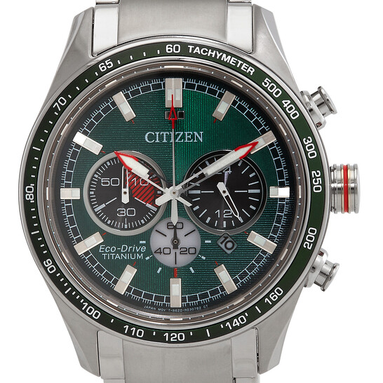 Citizen Eco-Drive Super Titanium Chronograph Green Dial Men's