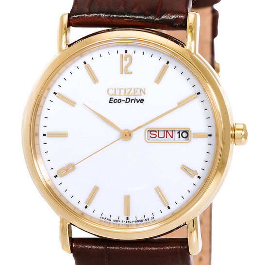 Citizen Eco-Drive White Dial Brown Leather Men's Watch BM8242-08A