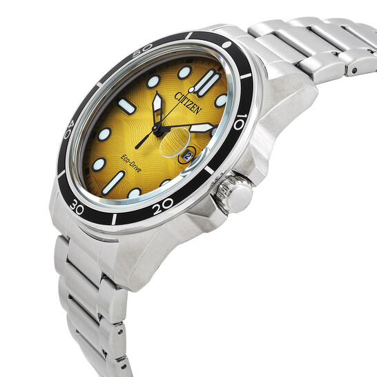 Citizen Marine 1810 Eco-Drive Yellow Dial Men's Watch AW1816