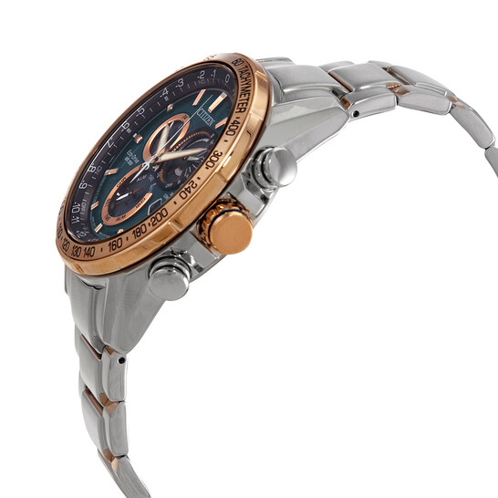 Citizen Eco-Drive CB5916-59L – Orologio Uomo Radio Controllato, Cassa 43 Mm Bicolore Oro Rosa, Quadrante Blu