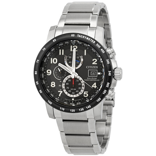 Citizen Perpetual Alarm World Time Chronograph GMT Black Dial