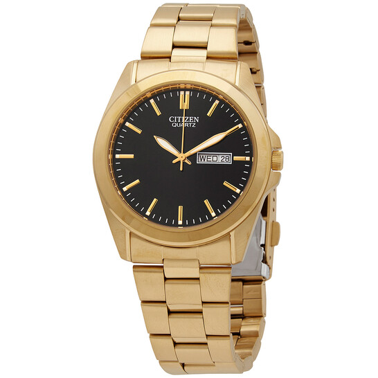 Citizen Quartz Black Dial Yellow Gold-tone Men's Watch BF0582-51F