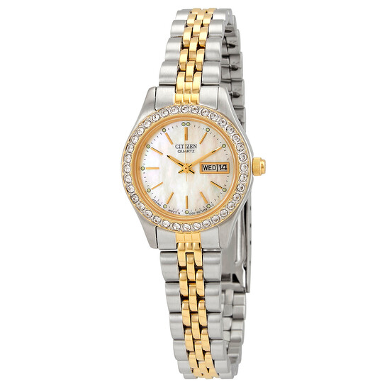 Citizen Quartz Crystal Mother of Pearl Dial Ladies Watch EQ0534-50D - 546x546