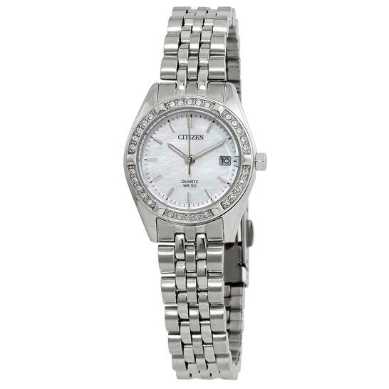 Citizen Quartz Crystal Mother of Pearl Dial Ladies Watch EU6060-55D - 546x546