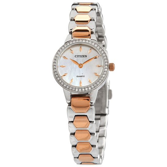 Citizen Swarovski crystal, pearl dial womens watch Citizen Quartz Mother of Pearl Dial Crystal Bezel w/Date  main image 2