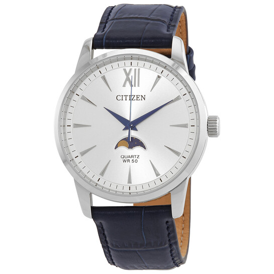 Citizen Quartz Silver Dial Blue Leather Men's Watch AK5000-03A