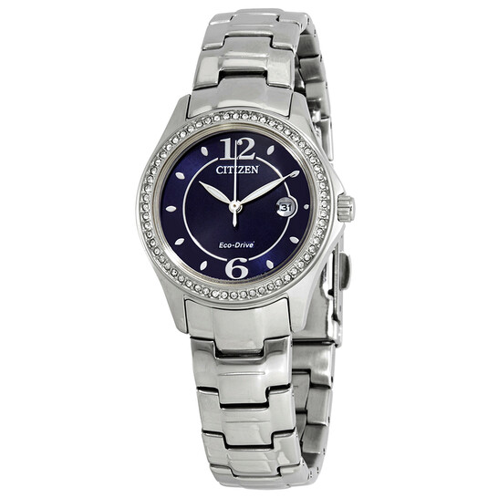 Citizen Silhouette Crystal Eco-Drive Blue Dial Stainless Steel Ladies Watch FE1140-86L - 546x546
