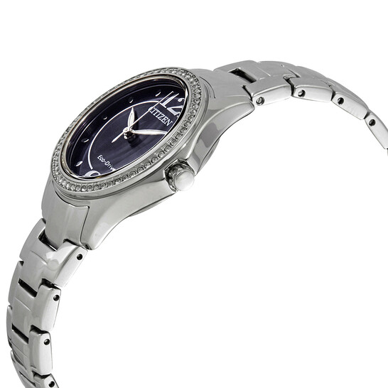 Citizen Silhouette Crystal Eco-Drive Blue Dial Stainless Steel Ladies Watch FE1140-86L - 546x546 Image #2