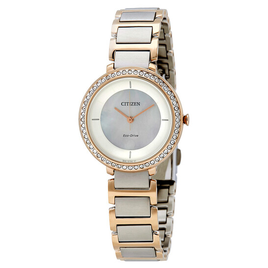 Citizen Silhouette Crystal White Mother of Pearl Dial Ladies Two Tone Watch EM0483-89D Citizen Silhouette Crystal White Mother of Pearl Dial Ladies Two Tone Watch EM0483-89D - 546x546