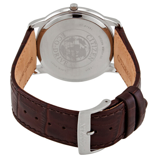 Citizen Eco-Drive AW1211-12A - Orologio Analogico Uomo, Quadrante Bianco, Cinturino In Pelle Marrone, Vetro Minerale, 5 Bar