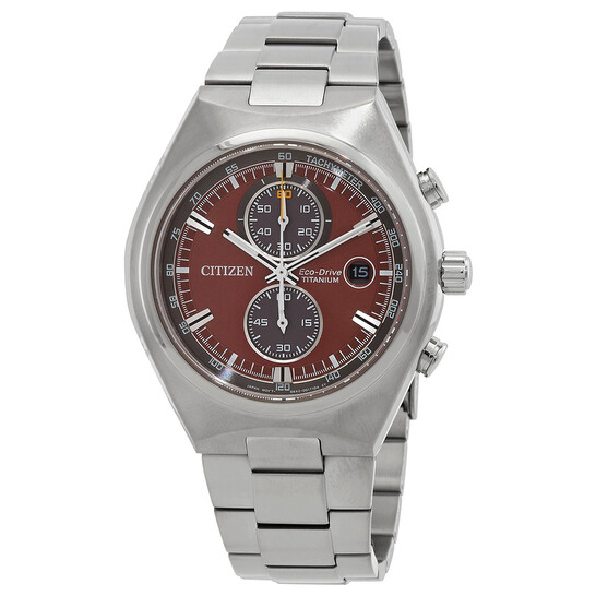 Citizen Super Titanium Chronograph Eco-Drive Red Dial Men's