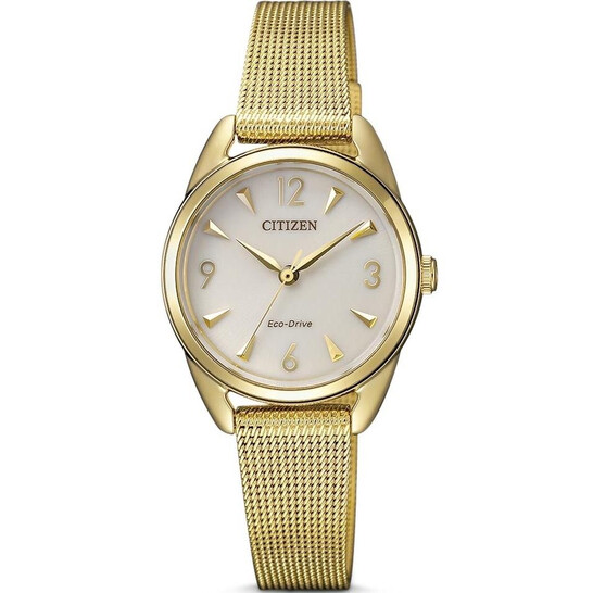 Citizen Eco-Drive White Dial Gold-tone Mesh Ladies Watch