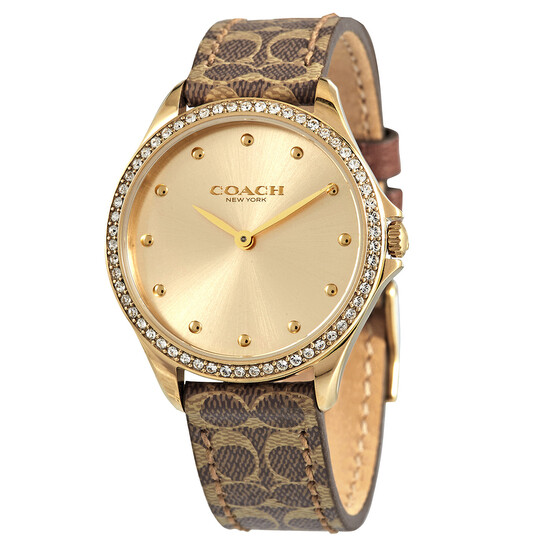 Coach Astor Quartz Crystal Gold Dial Ladies Watch 14503218