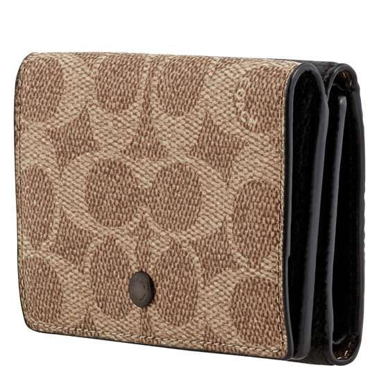 Coach Black/Khaki Trifold Origami Coin Wallet 76312 BK/KH